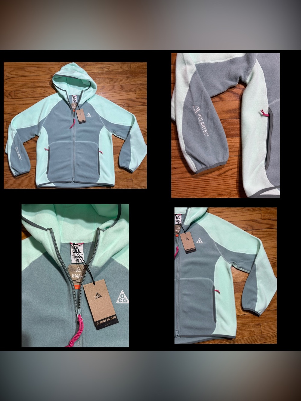 Nike ACG "Wolf Tree" Hooded Polartec Fleece Size Mint Foam Men's Sz Small NEW!!